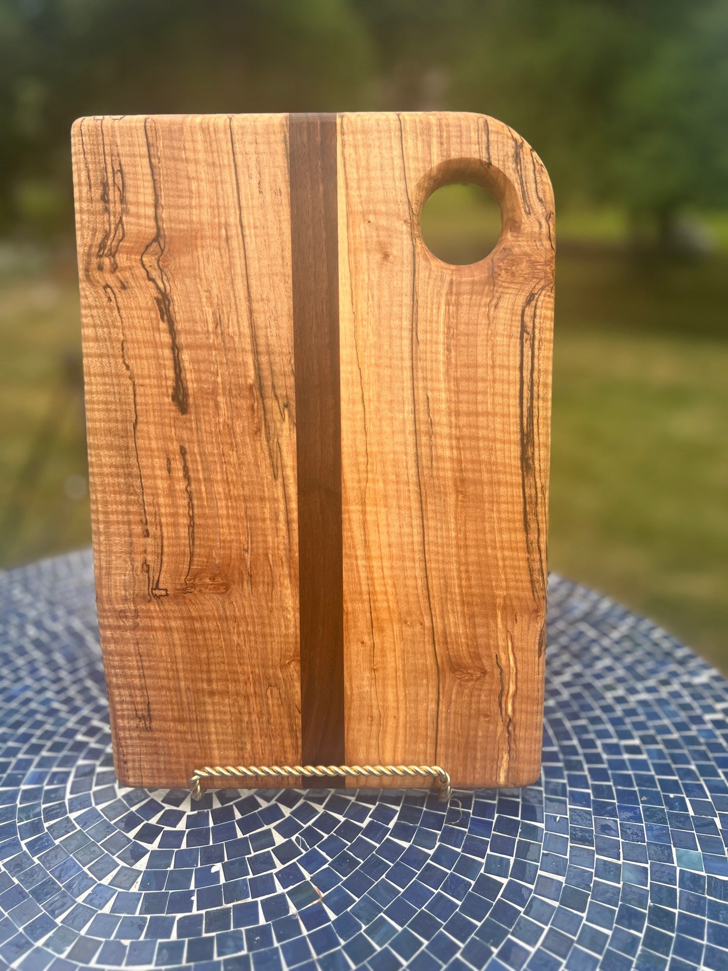 Spalted Maple Serving Board with Walnut Accent