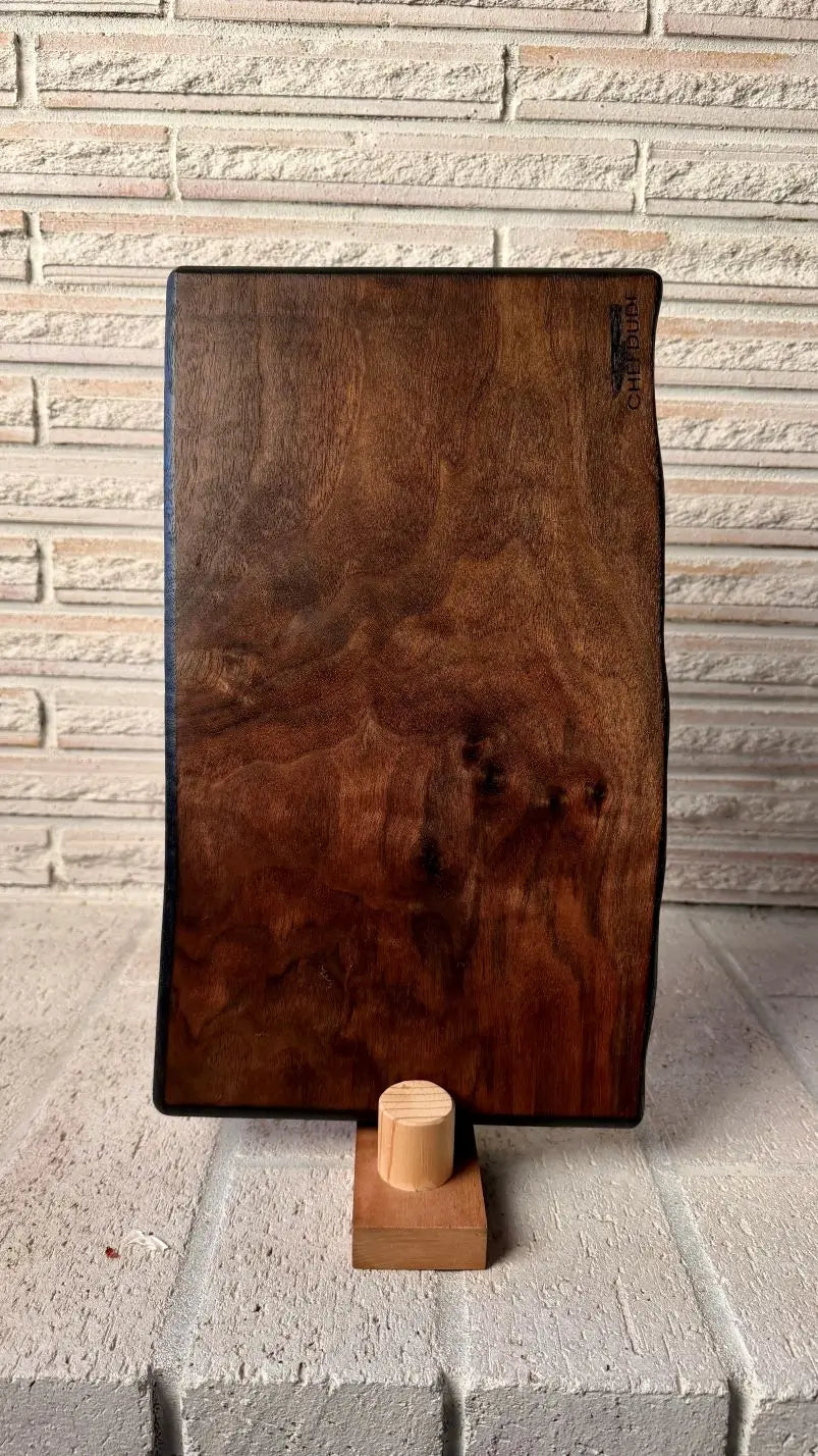 Solid Walnut Chopping Block with Yakisugi-Style Edges