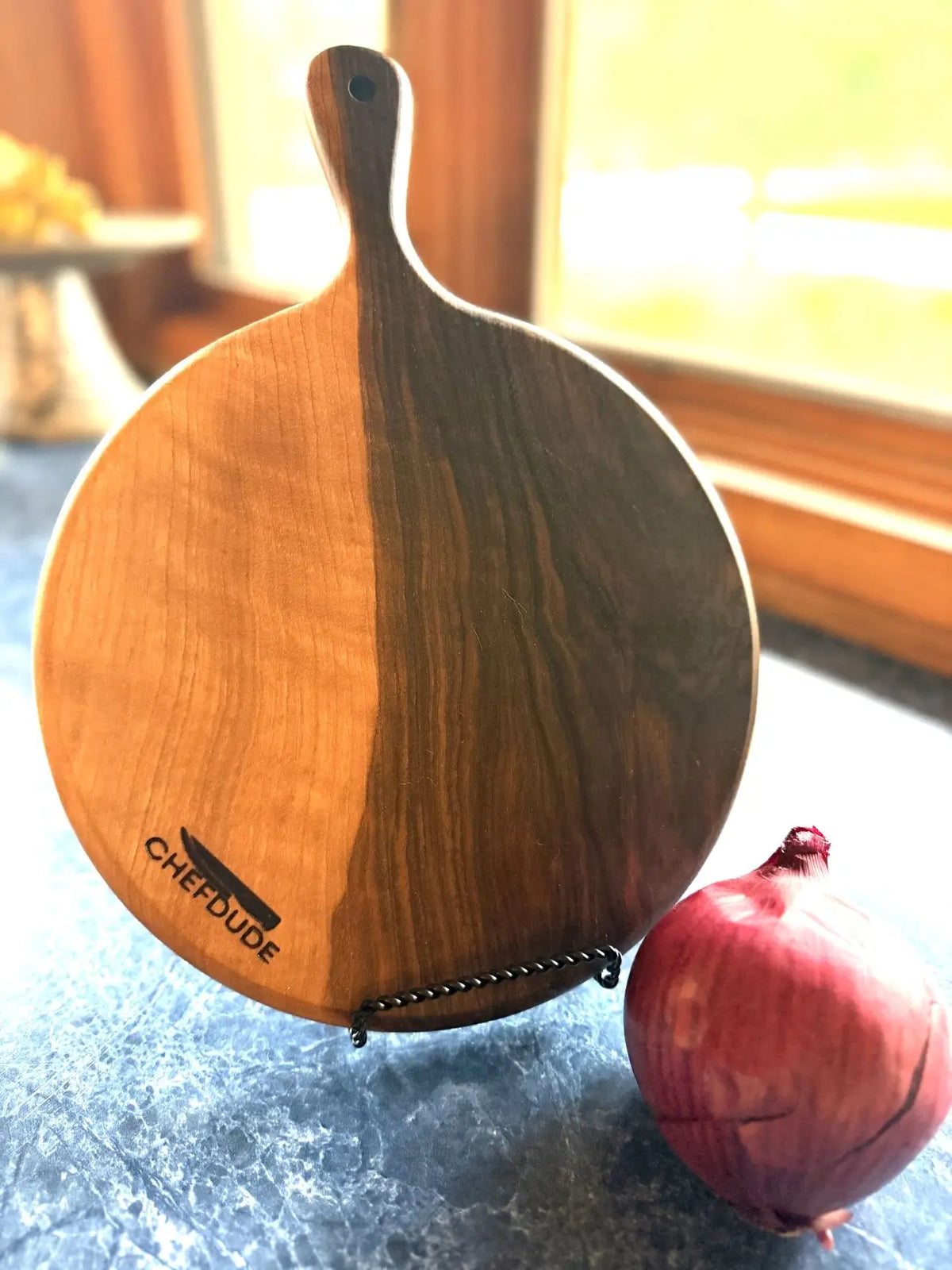 Solid English Walnut Small Round Bread Board