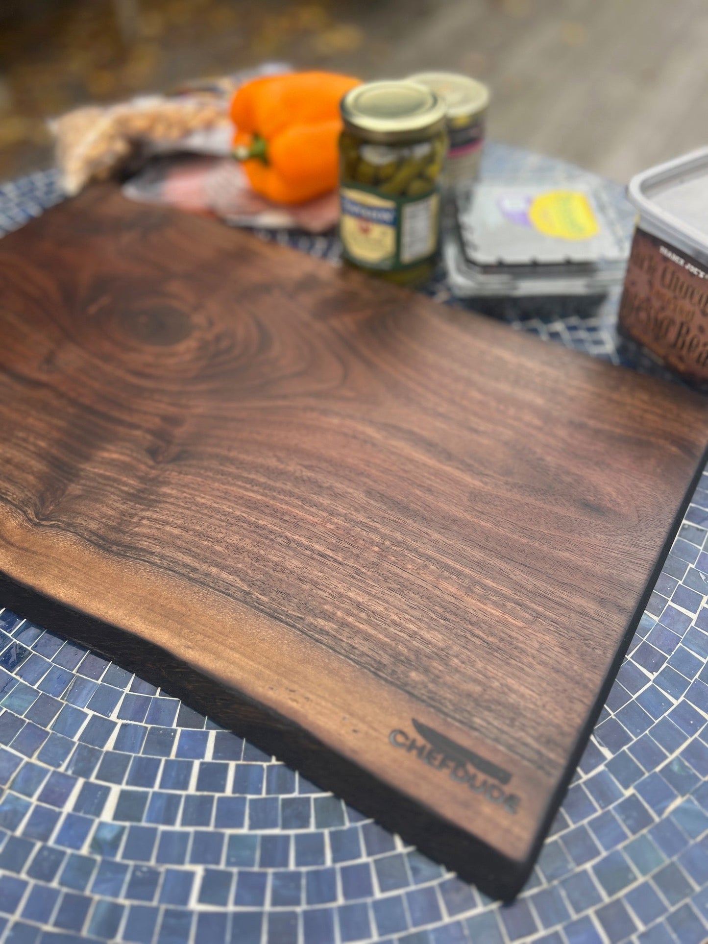 Black Walnut Charcuterie Board with Yaki Sugi Edge - Chefdude Boards
