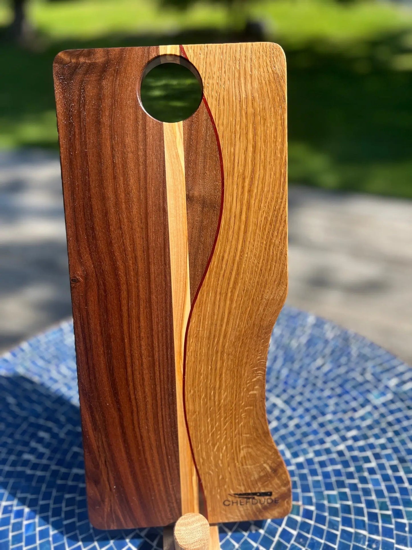 Composition 332: Walnut, White Oak, Olive & Padauk - Chefdude Boards