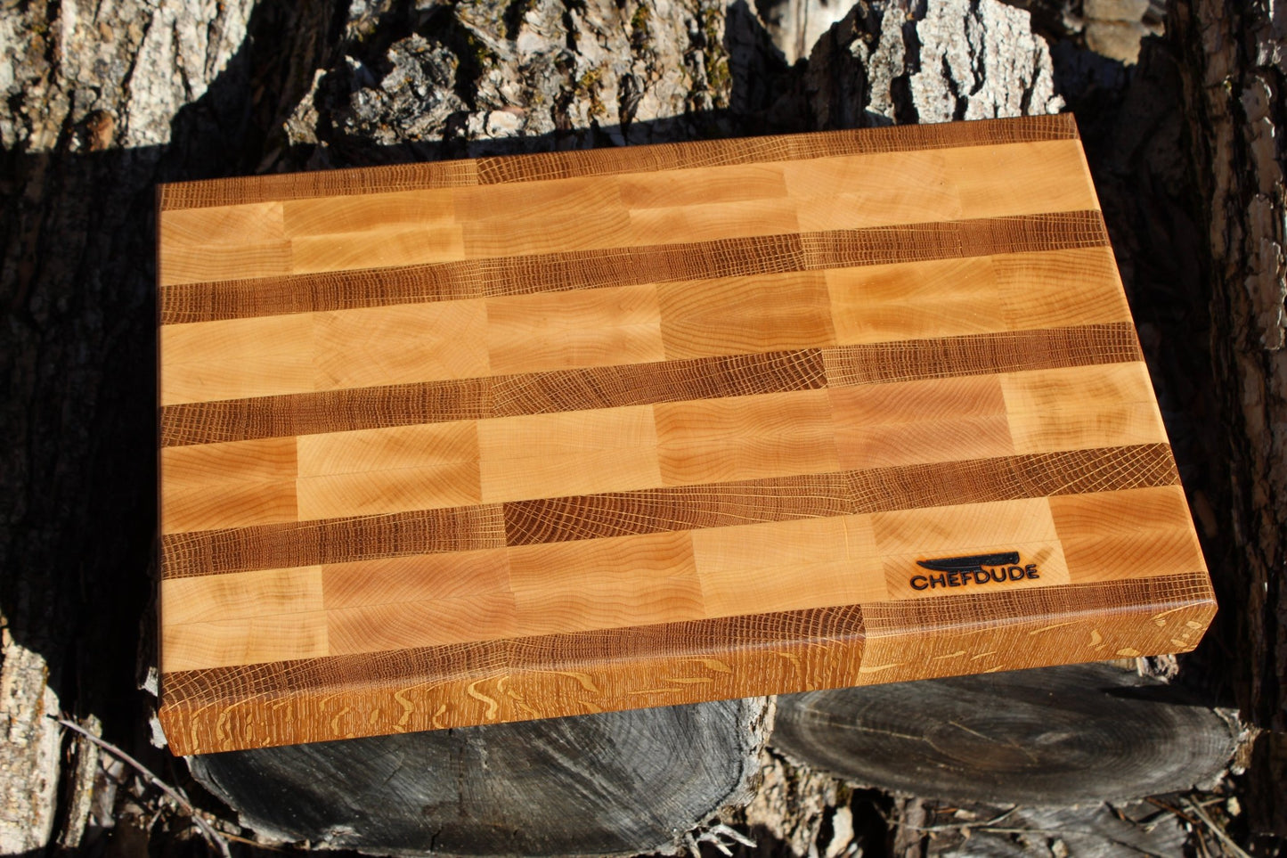 Durable End - Cut White Oak and Maple Cutting Board B - Chefdude Boards