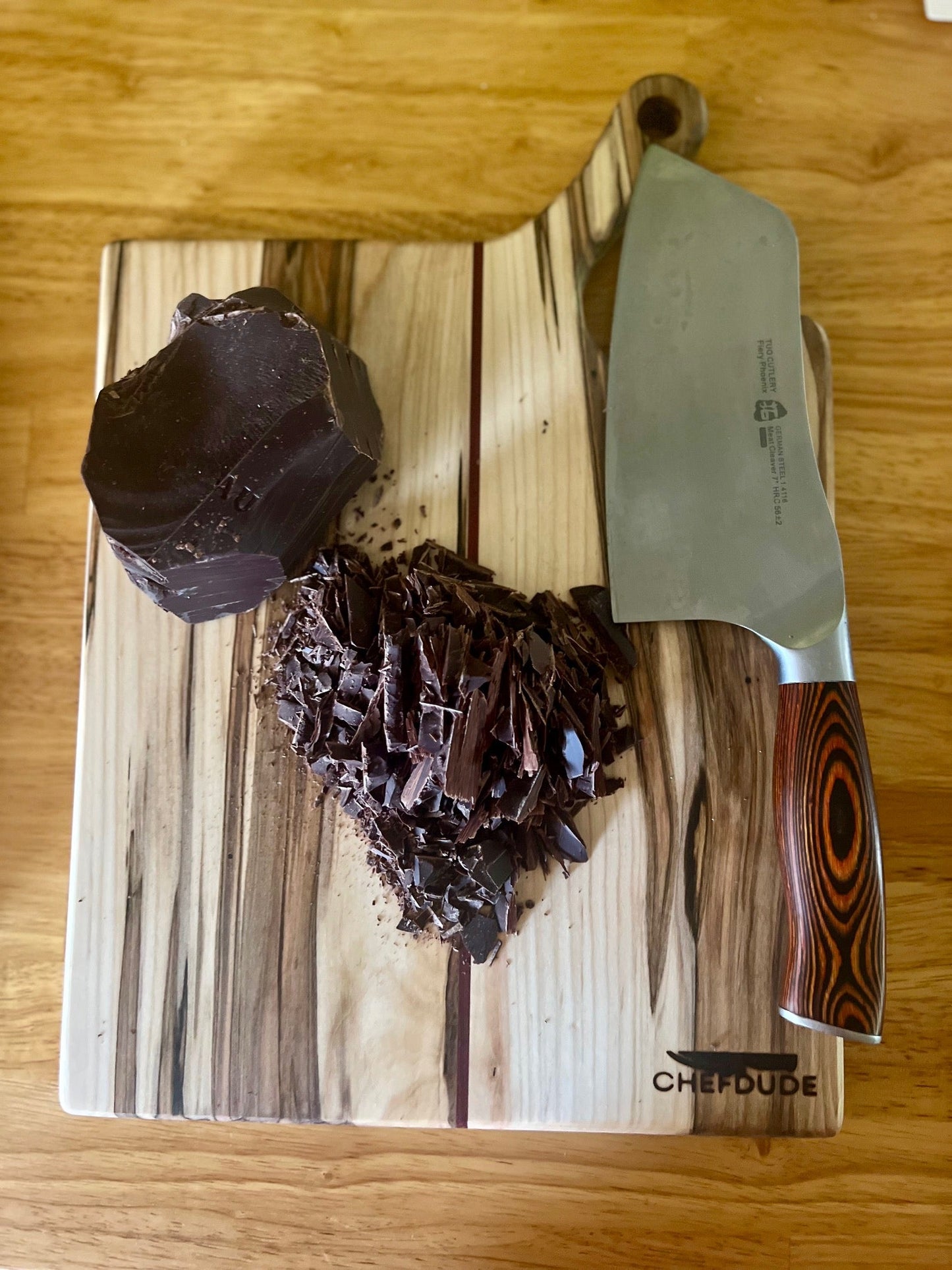 Handmade Ambrosia Maple Cutting Board with Padauk Accent – Chef Crafted Wooden Charcuterie & Serving Board - Chefdude Boards