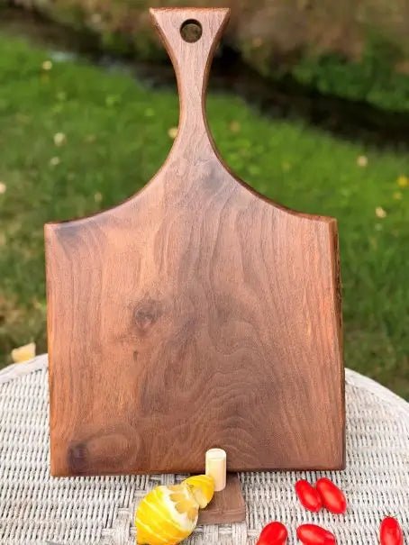 Handmade Oregon Black Walnut Charcuterie Board with Center Handle - Chefdude Boards