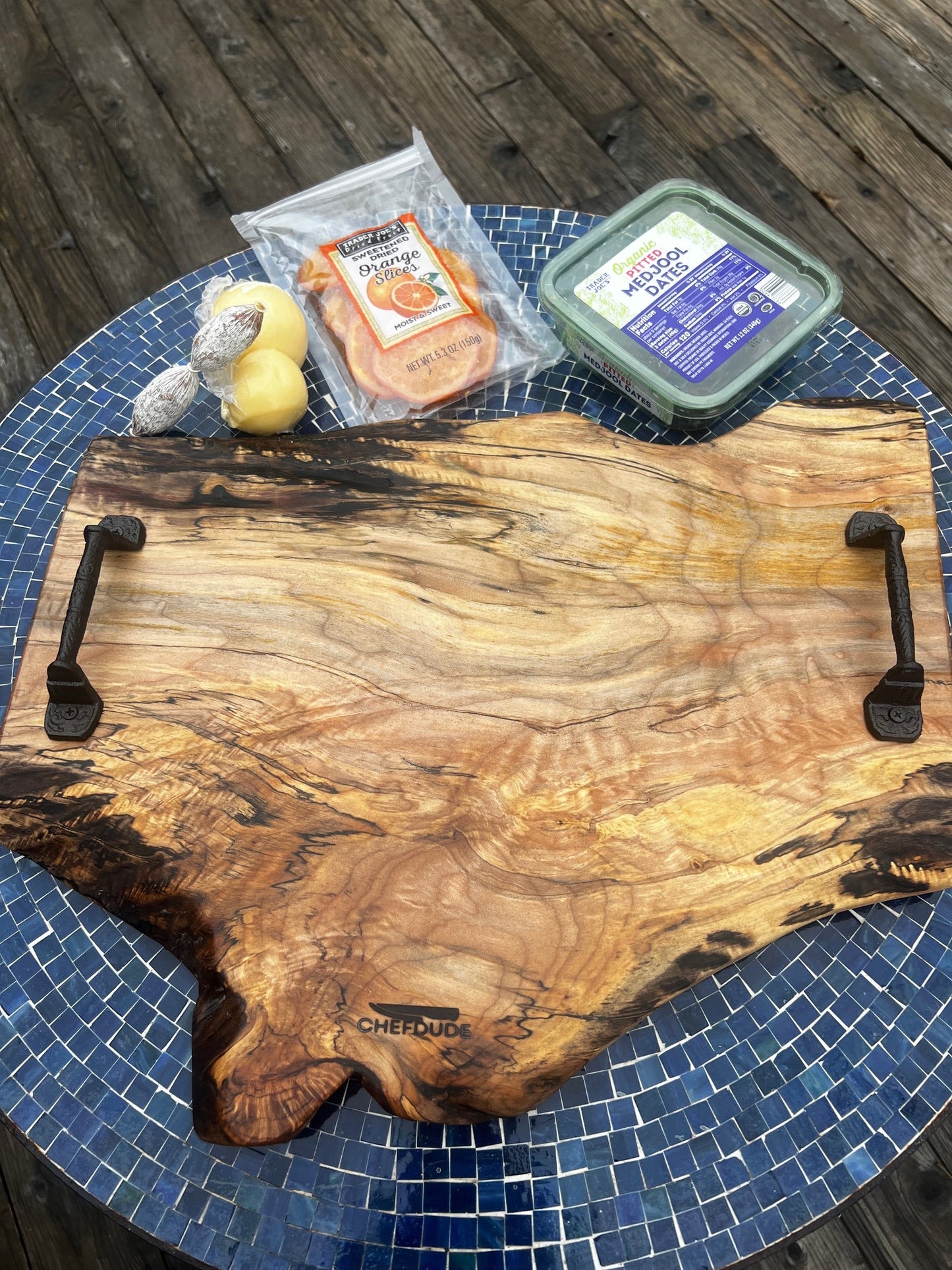 Large Spalted Maple Serving Tray (Live Edge) - Chefdude Boards