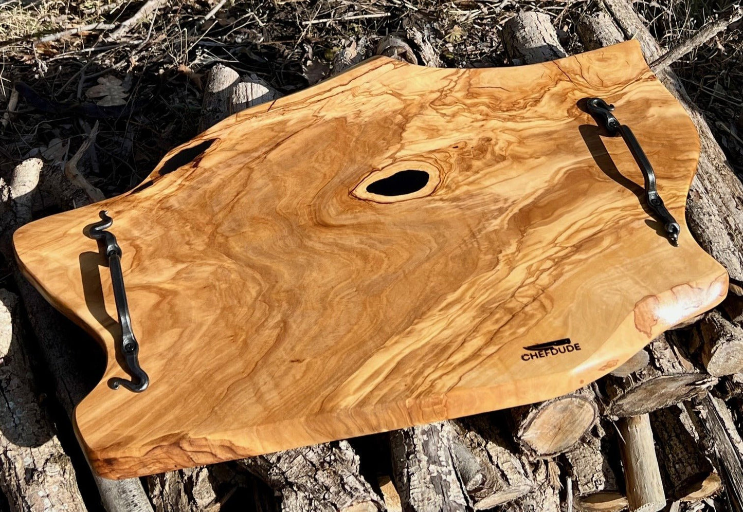 Stunning Live - Edge Olive Wood Charcuterie Board - Large - Chefdude Boards