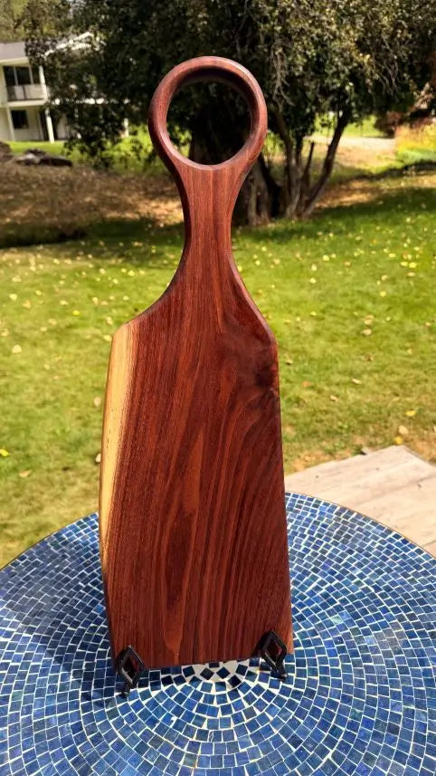 Black Walnut Live Edge Serving Board with Ring Handle