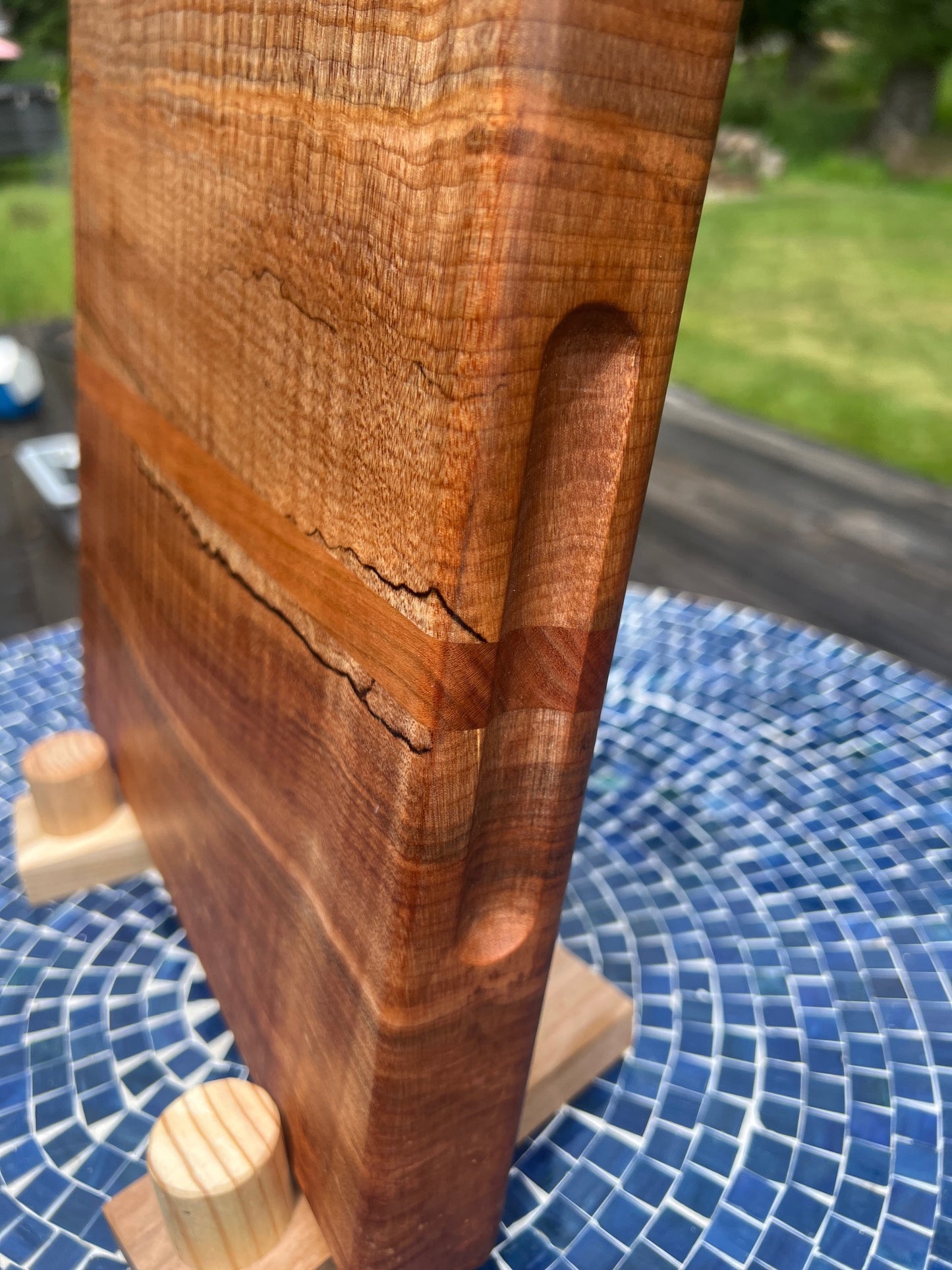 Figured Maple Block with Cherry Stripe