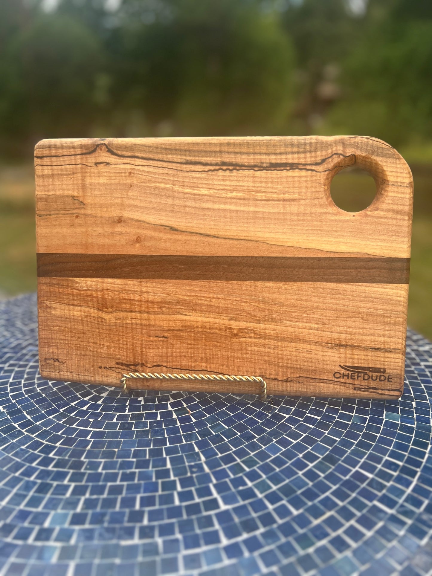 Spalted Maple Serving Board with Walnut Accent