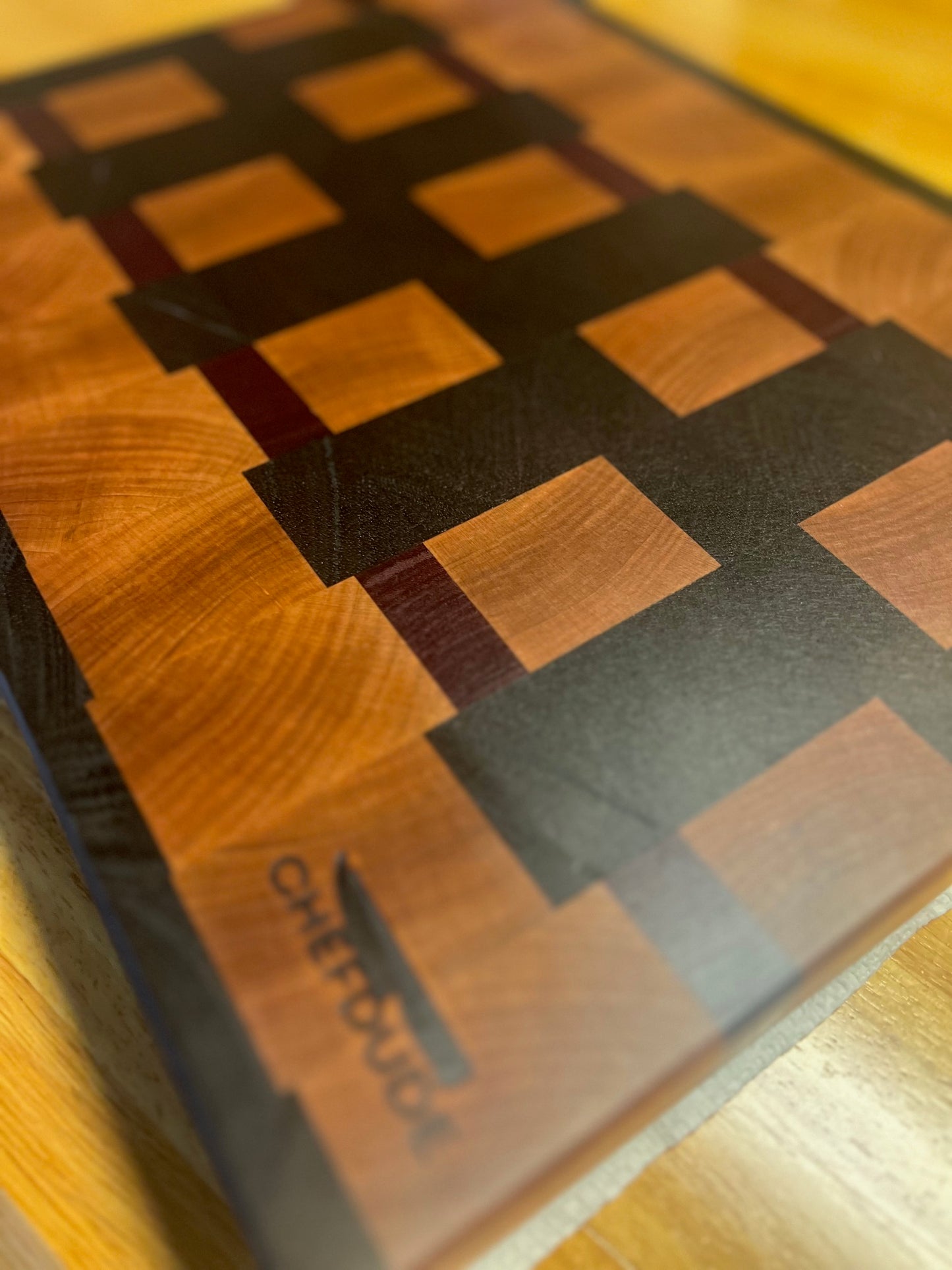 End-Cut Cutting Board - Cherry, Tropical Walnut & Purple Heart