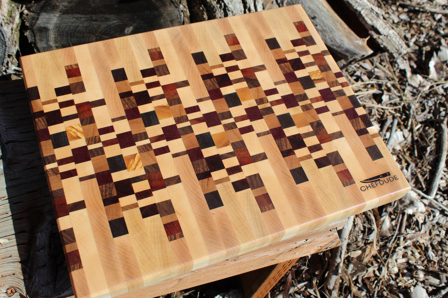 Nine-Wood Handcrafted Mosaic Cutting Board - Large