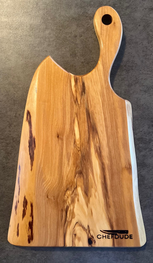 Live-Edge Slab-style Olive Wood Cutting Board with Handle