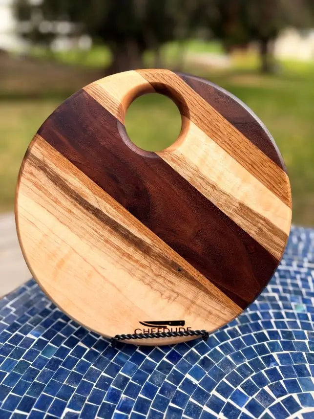 Composition Board #437 – Ambrosia Maple, Walnut &amp; White Oak Round