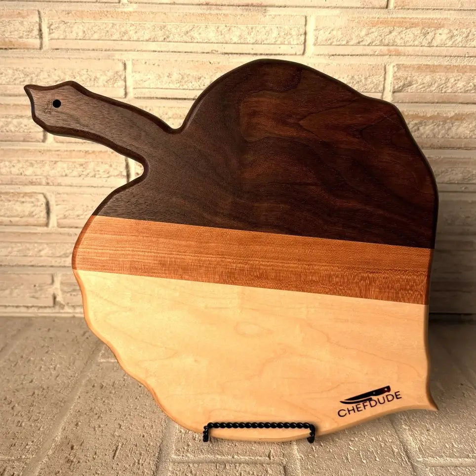 Maple, Cherry + Walnut Leaf-Shaped Kitchen Board