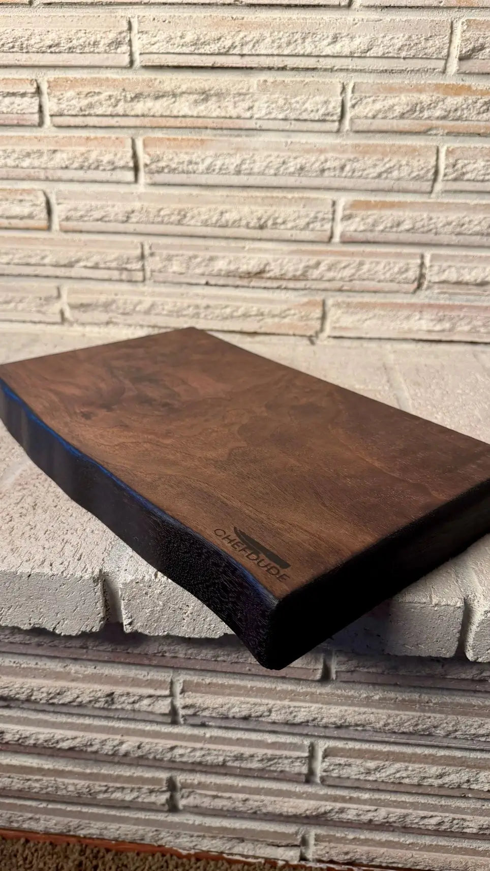 Solid Walnut Chopping Block with Yakisugi-Style Edges