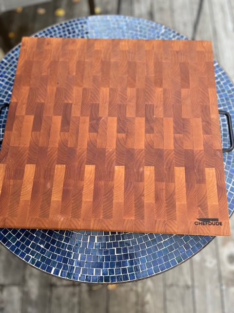 Alder Wood Chopping Block with Iron Handles – Heavy - Duty, Handcrafted Pacific Northwest Design - Chefdude Boards