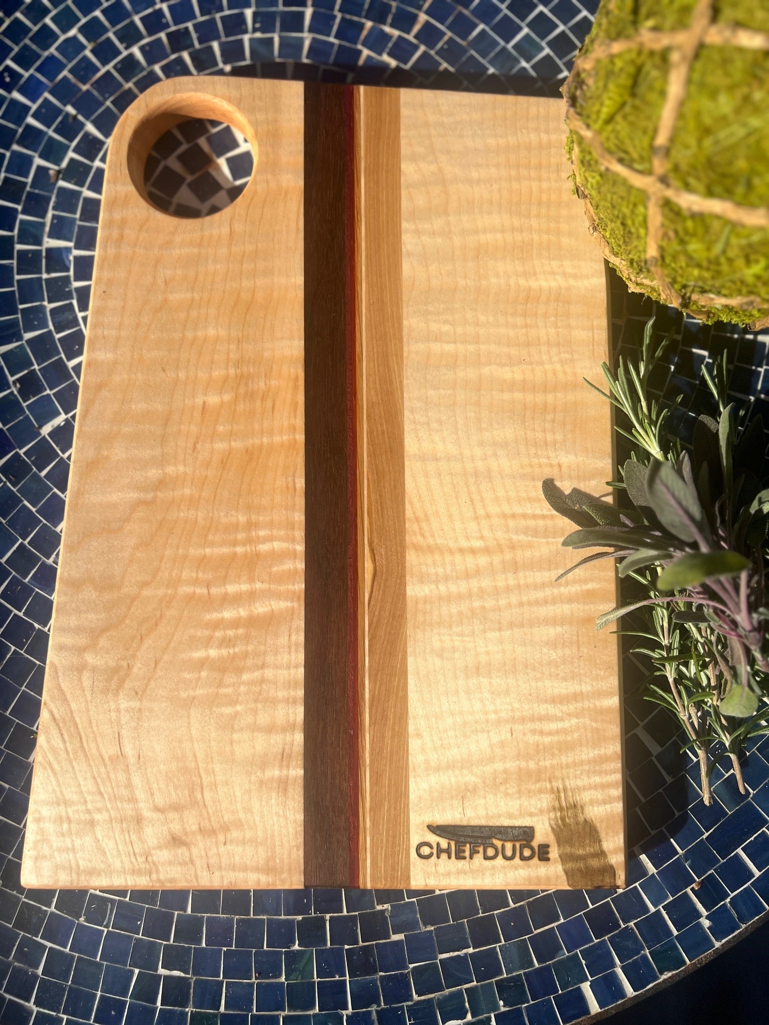 Ambrosia Maple Cutting Board Accented with Olive, Walnut & White Oak - Chefdude Boards