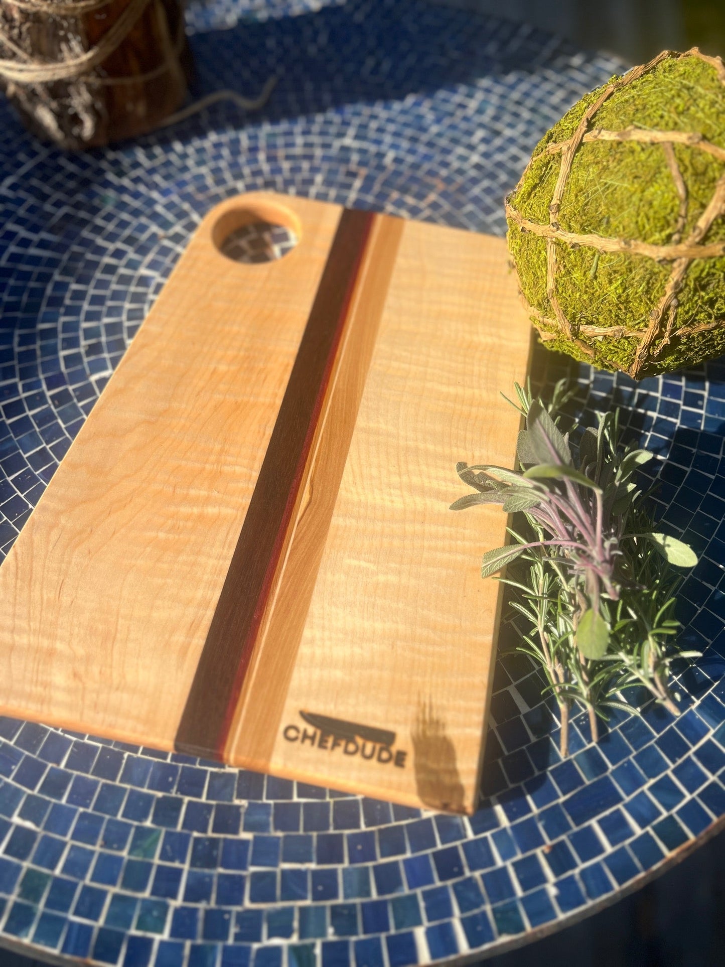 Ambrosia Maple Cutting Board Accented with Olive, Walnut & White Oak - Chefdude Boards