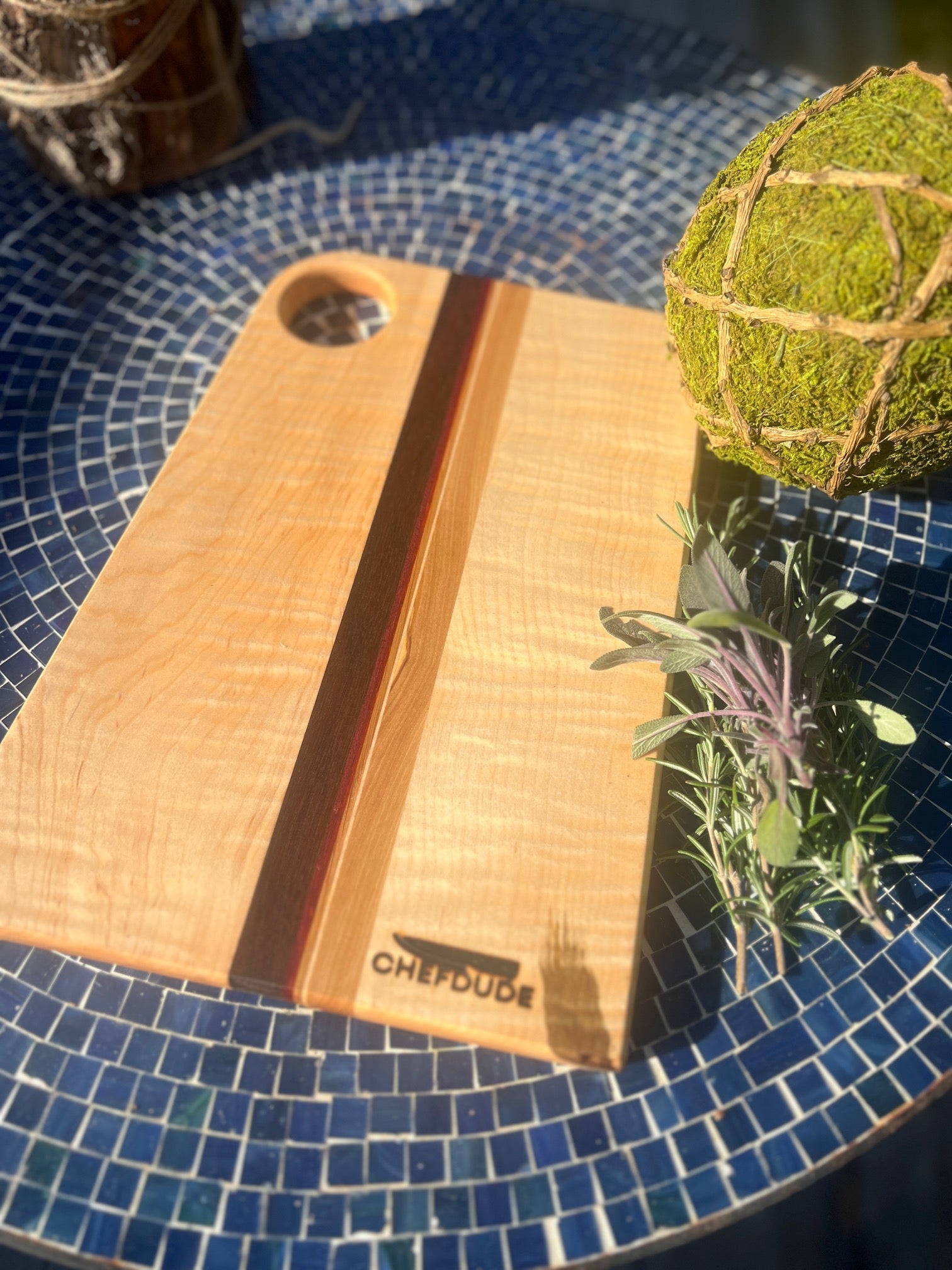 Ambrosia Maple Cutting Board Accented with Olive, Walnut & White Oak - Chefdude Boards