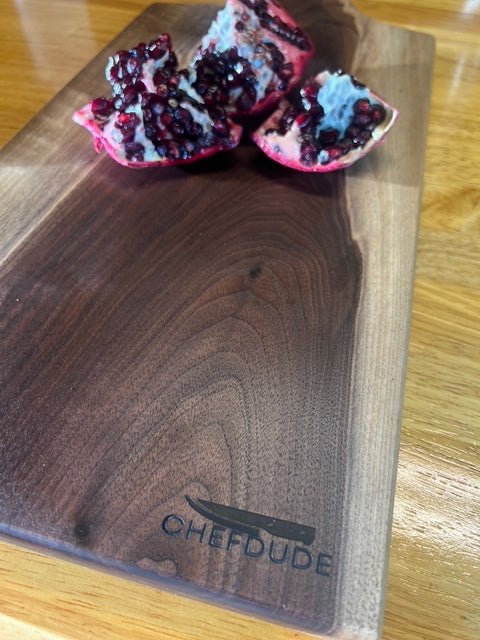 Black Walnut Charcuterie Board with Long Handle & Live Edge - Chefdude Boards