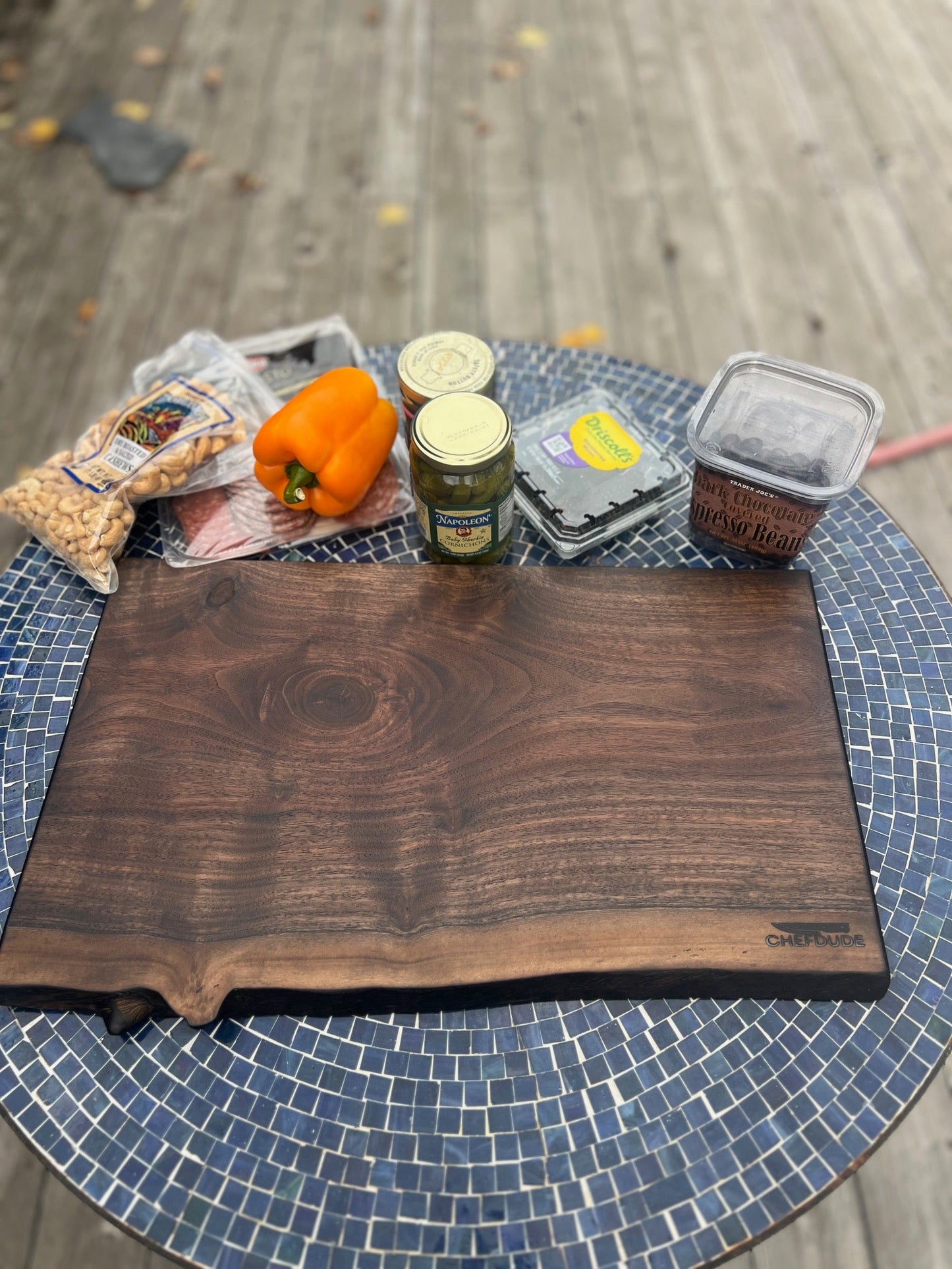 Black Walnut Charcuterie Board with Yaki Sugi Edge - Chefdude Boards