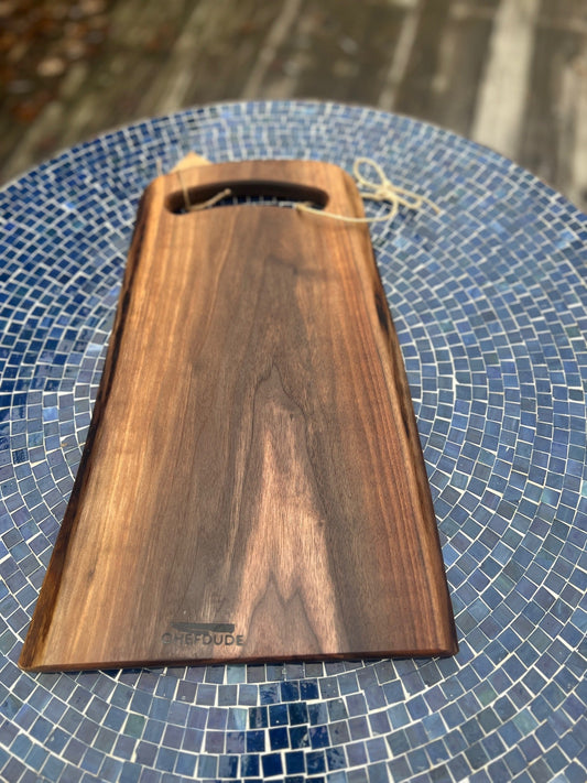 Black Walnut Serving Board with Built - In Handle - Chefdude Boards