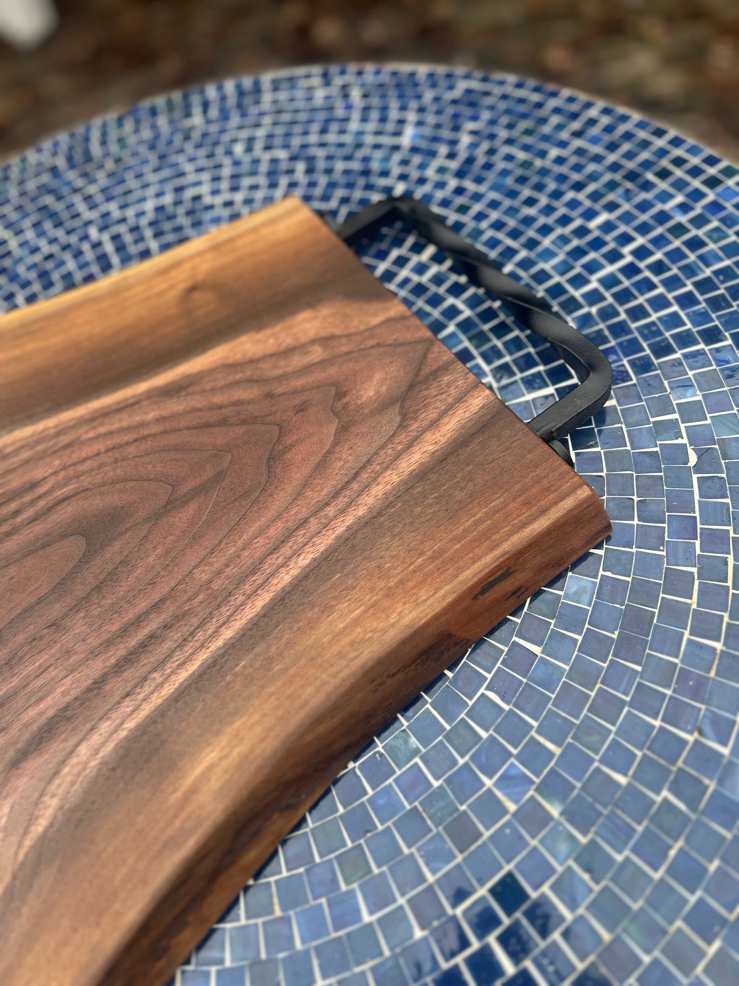 Black Walnut Serving Board with Cast - Iron Handle - Chefdude Boards