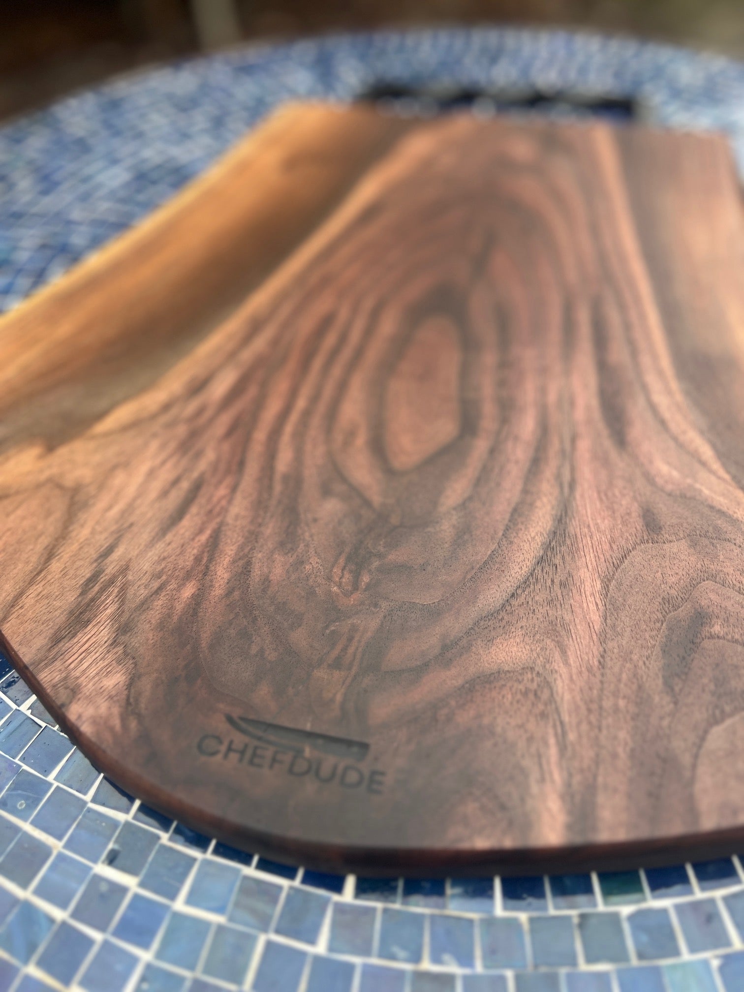 Black Walnut Serving Board with Cast - Iron Handle - Chefdude Boards