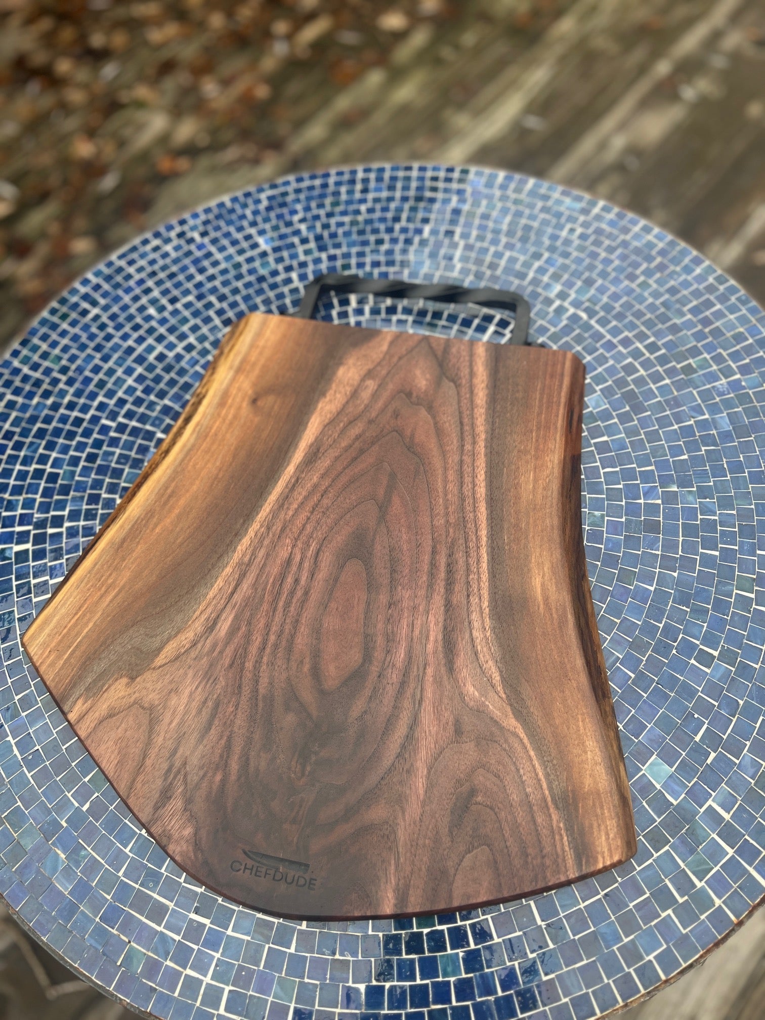 Black Walnut Serving Board with Cast - Iron Handle - Chefdude Boards