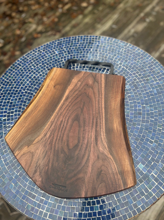 Black Walnut Serving Board with Cast - Iron Handle - Chefdude Boards