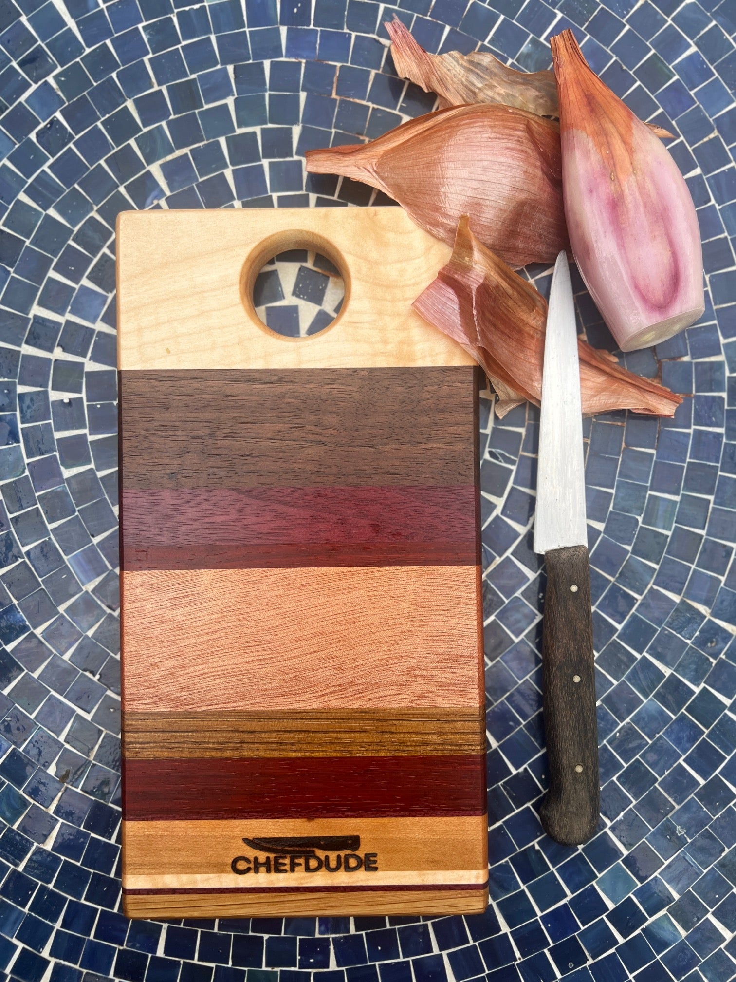 Compact 8 - Wood Cutting Board | Handmade Chef - Crafted Hardwood Prep & Serving Board - Chefdude Boards