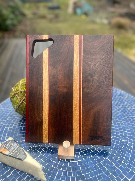 Composition 240: Figured Walnut, White Oak and Padauk - Chefdude Boards