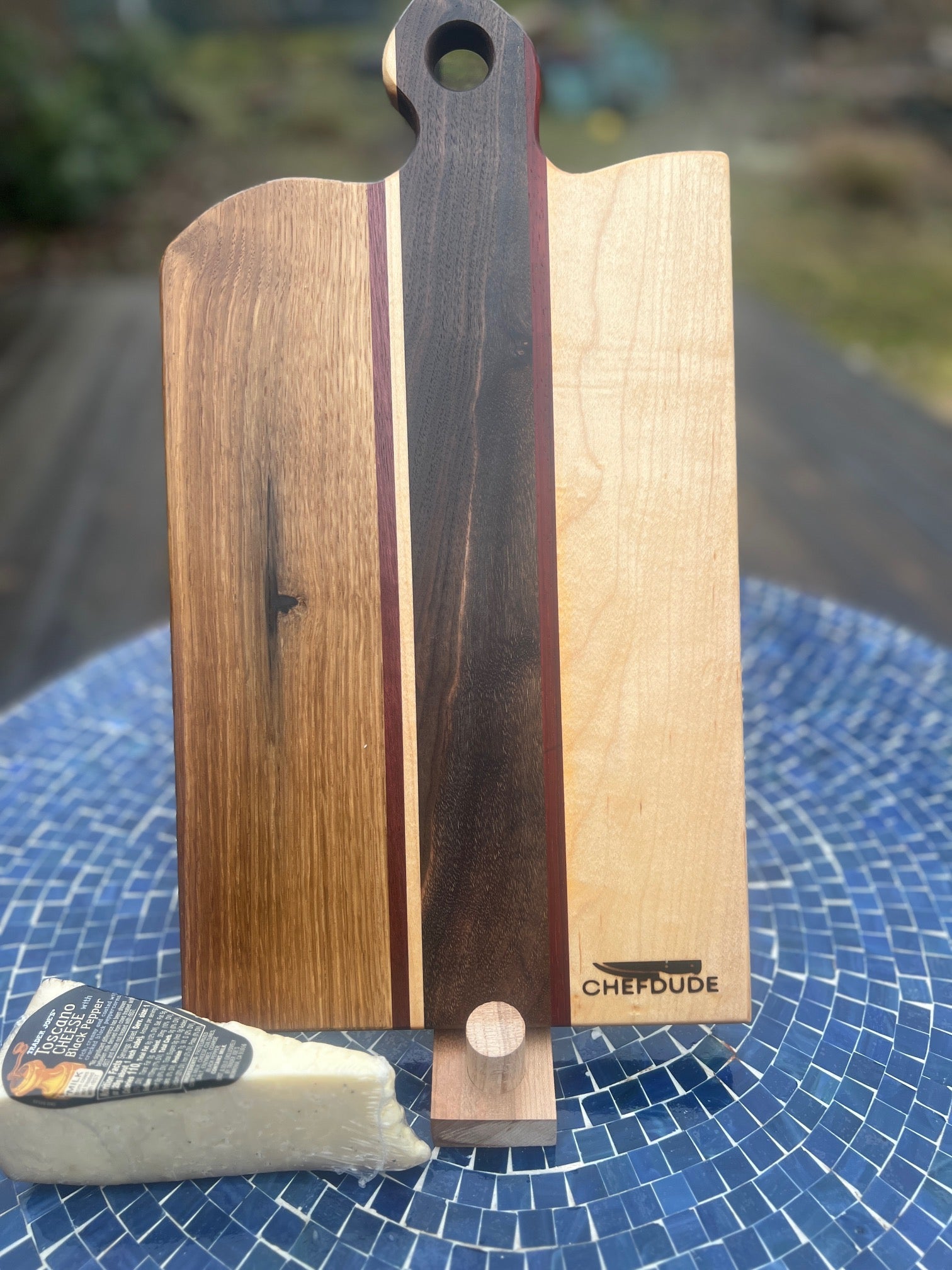 Composition 241: White Oak, Purple Heart, Maple & Walnut - Chefdude Boards