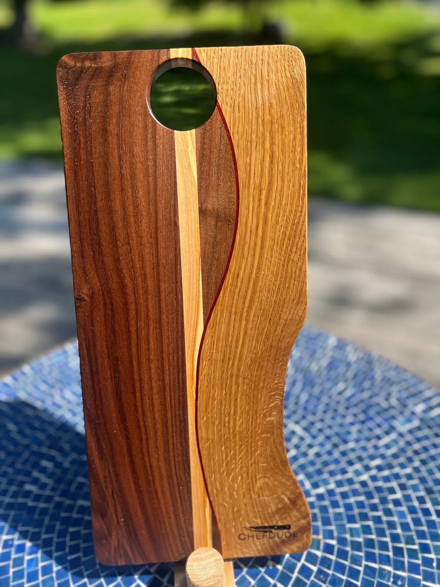 Composition 332: Walnut, White Oak, Olive & Padauk - Chefdude Boards
