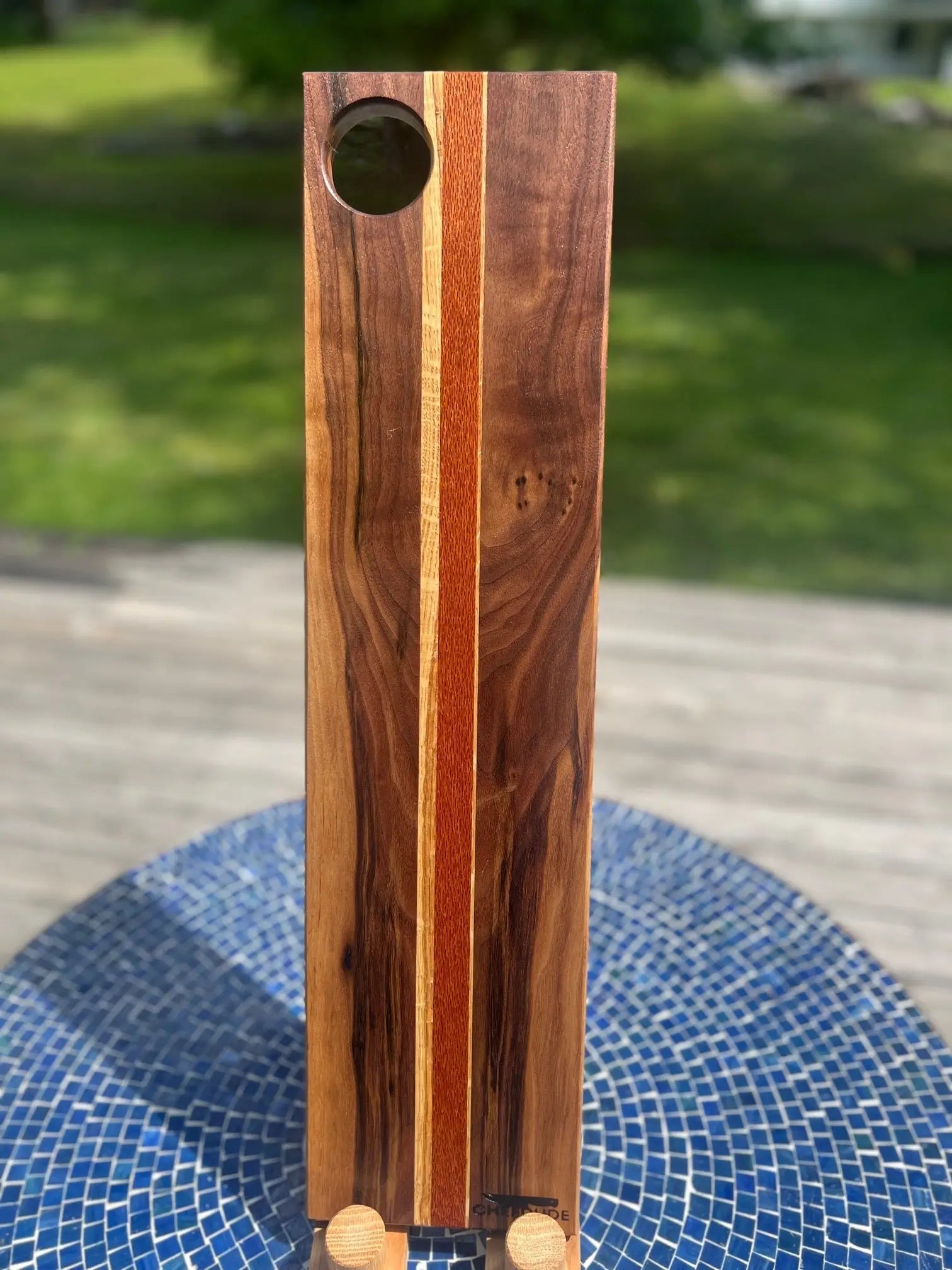 Composition 339: walnut, white oak and leopard wood - Chefdude Boards