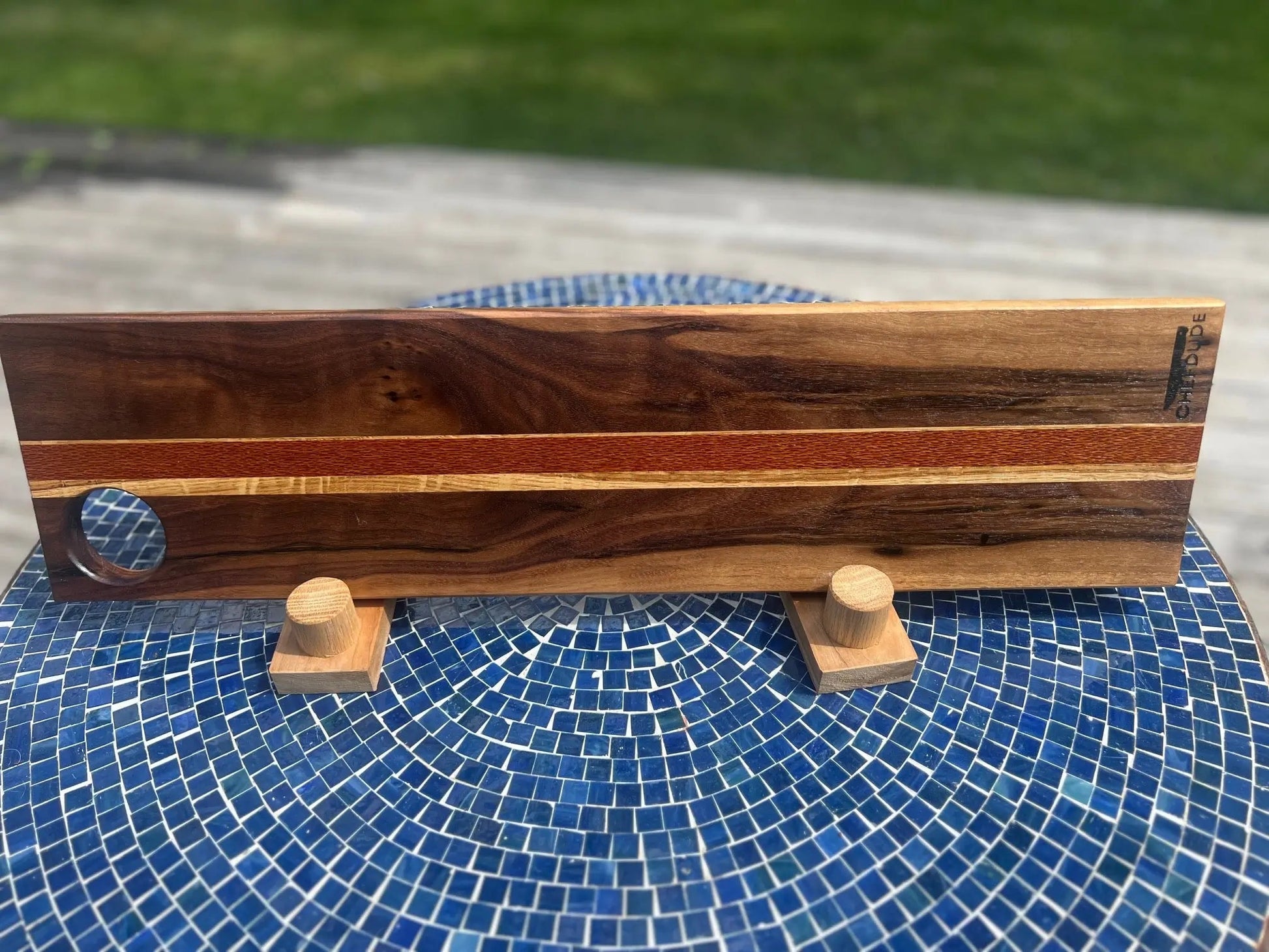 Composition 339: walnut, white oak and leopard wood - Chefdude Boards