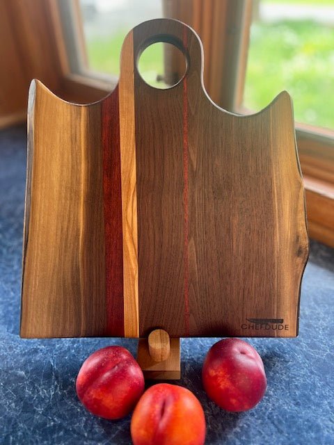 Composition 346: Walnut Live Edge with Olive & Padauk - Chefdude Boards