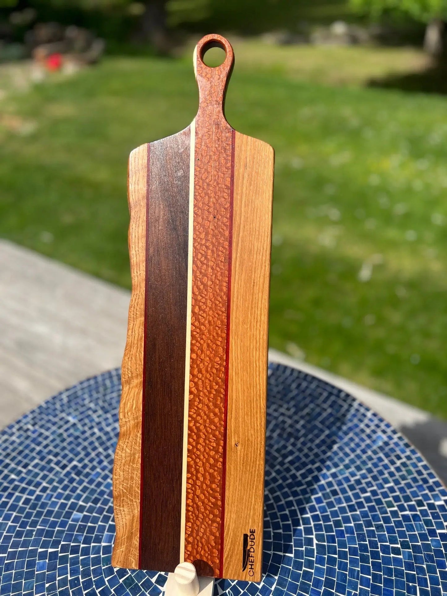 Composition 357: long board made of 5 hard woods - Chefdude Boards