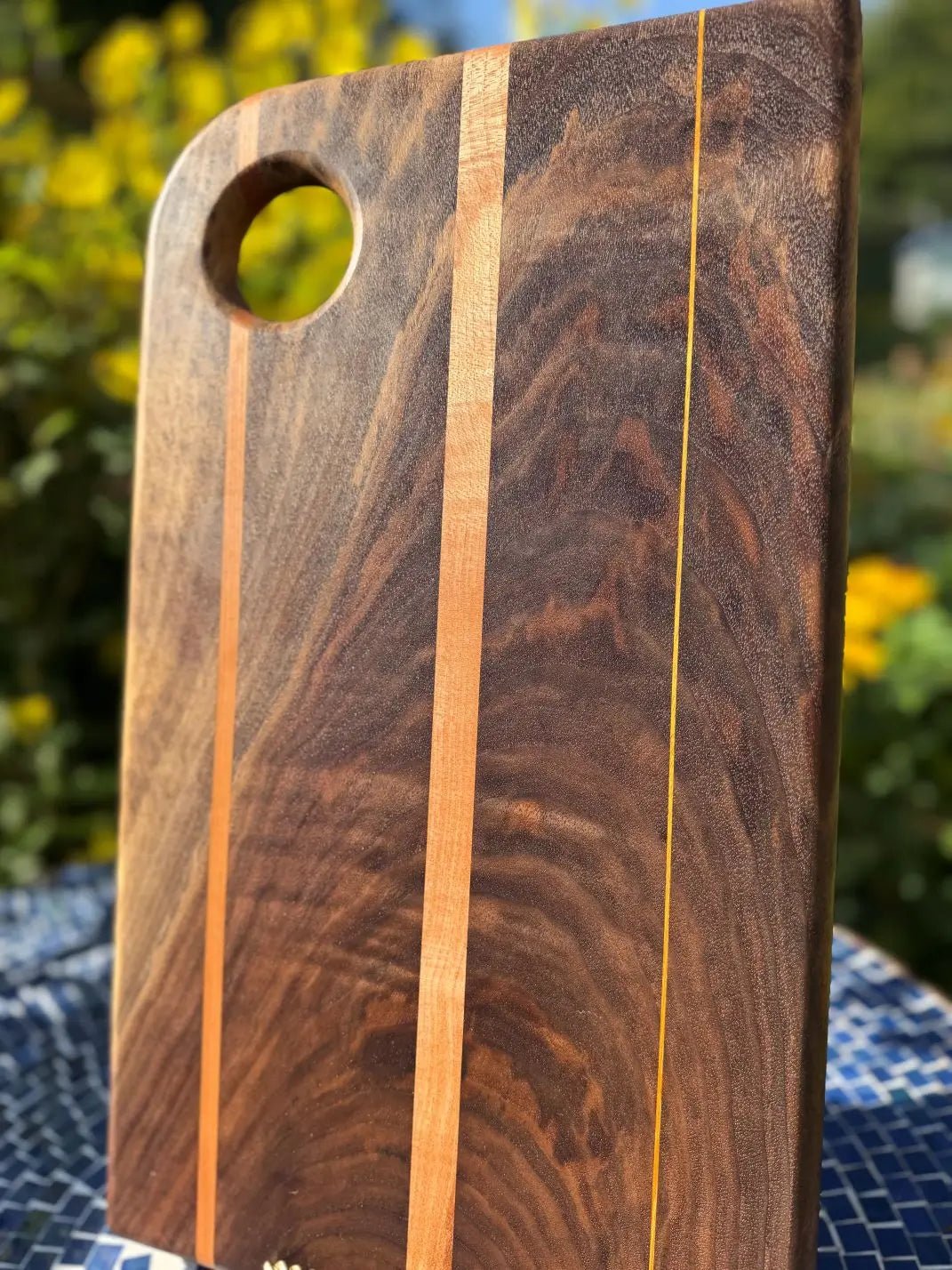 Composition 459 - Figured Walnut, Cherry & Osage Orange stripes - Chefdude Boards