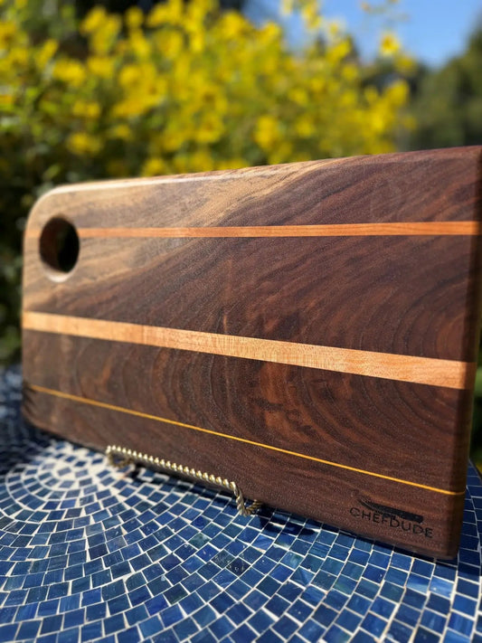 Composition 459 - Figured Walnut, Cherry & Osage Orange stripes - Chefdude Boards