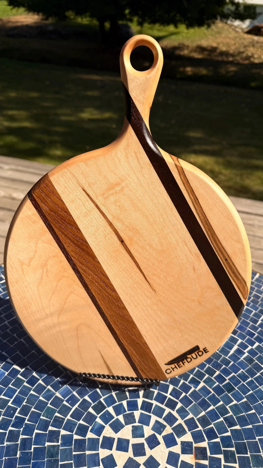 Composition Board 430 – Ambrosia Maple, White Oak & Walnut Boule Board - Chefdude Boards