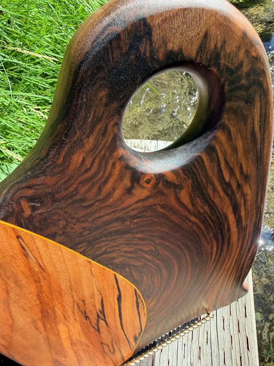 Composition Board 456: English Walnut & Spalted Maple with Osage Orange Weave - Chefdude Boards