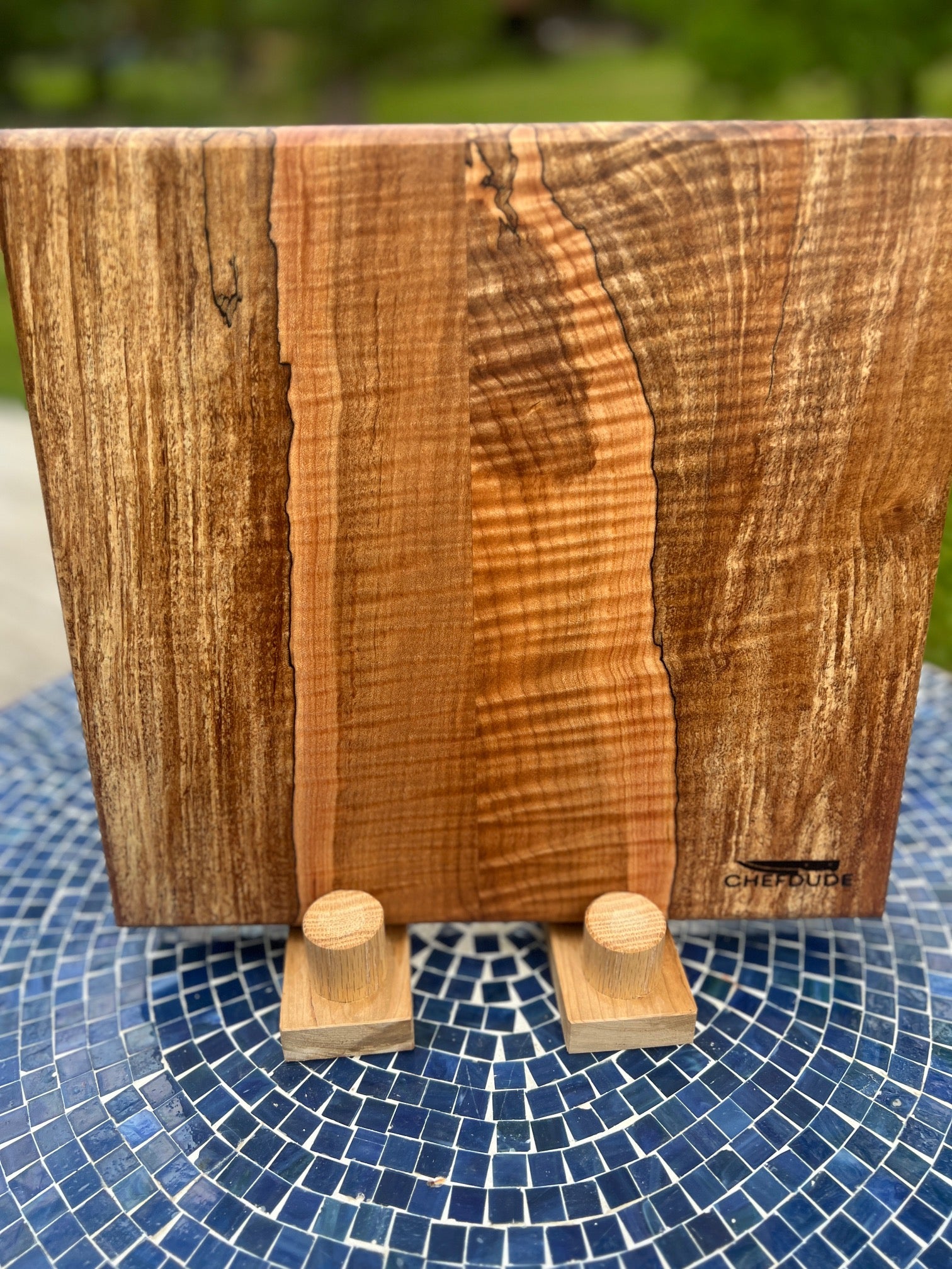 Figured Maple Block with Finger Grooves - Chefdude Boards