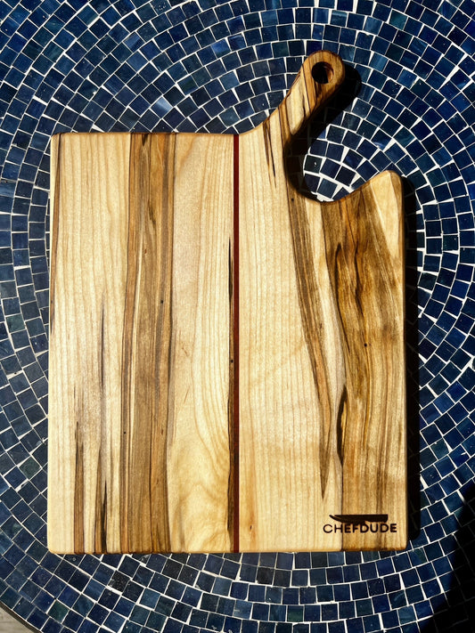 Handmade Ambrosia Maple Cutting Board with Padauk Accent – Chef Crafted Wooden Charcuterie & Serving Board - Chefdude Boards