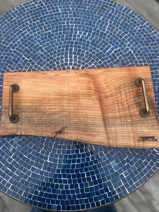 Heritage Series: Spalted Maple Serving Tray with Vintage Handles - Chefdude Boards
