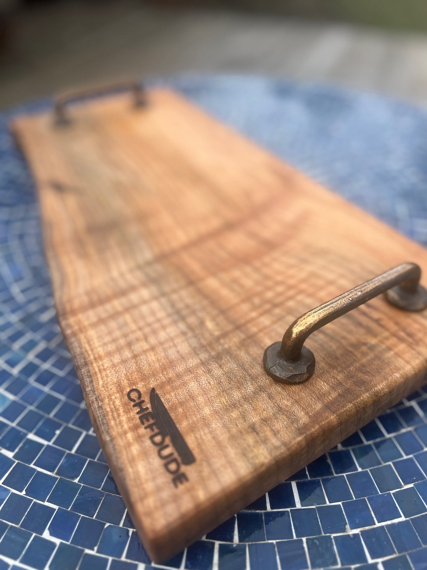 Heritage Series: Spalted Maple Serving Tray with Vintage Handles - Chefdude Boards