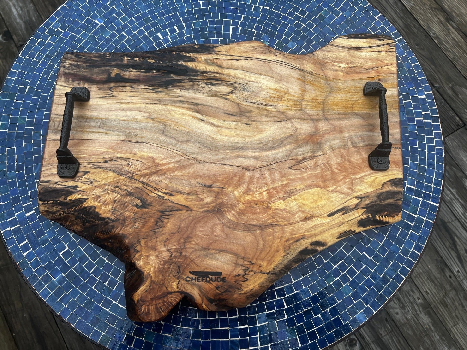 Large Spalted Maple Serving Tray (Live Edge) - Chefdude Boards