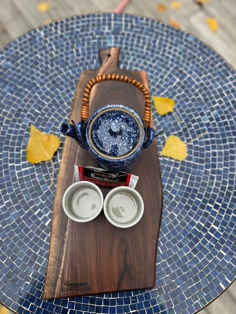 Long Black Walnut Charcuterie Board with Center Handle - Chefdude Boards