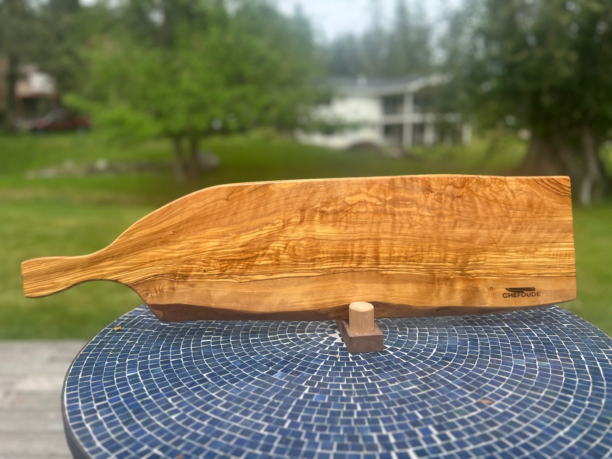 Long Olive Wood Charcuterie Board - Club Handle - Chefdude Boards