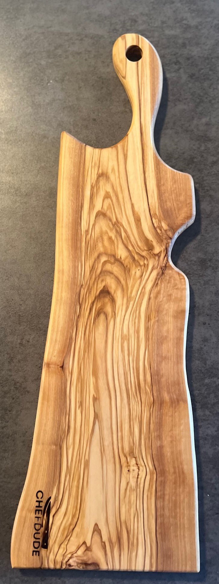 Long Olive Wood Cutting Board with Handle - Chefdude Boards